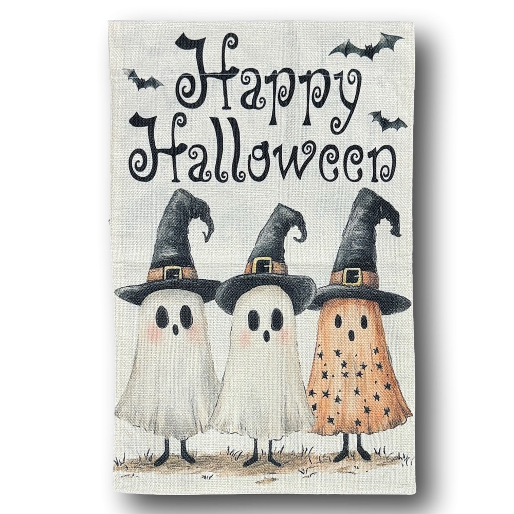 Ghost Witches "Happy Halloween" Garden Flag - NWT